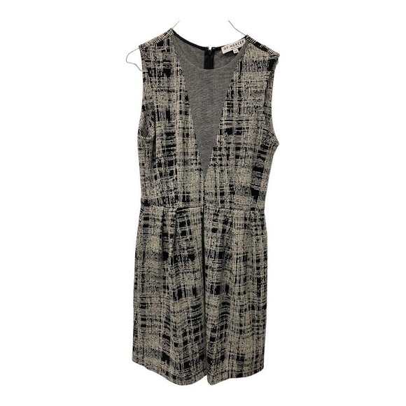 Of Mercer Beacon Dress MEDIUM Black White Sleeveless Abstract Print Fit & Flare - Picture 2 of 7